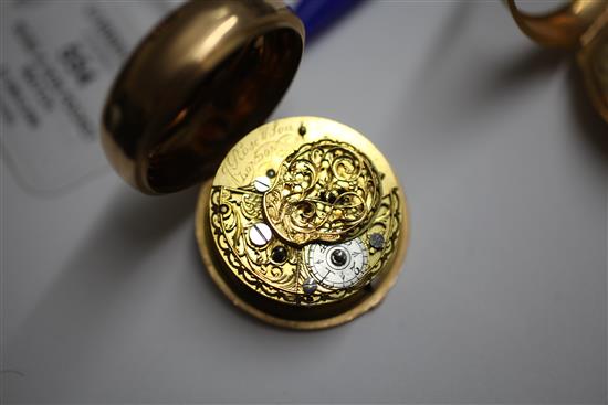 An 18th century gold keywind verge pair cased pocket watch by Joseph Rose & Son, London,